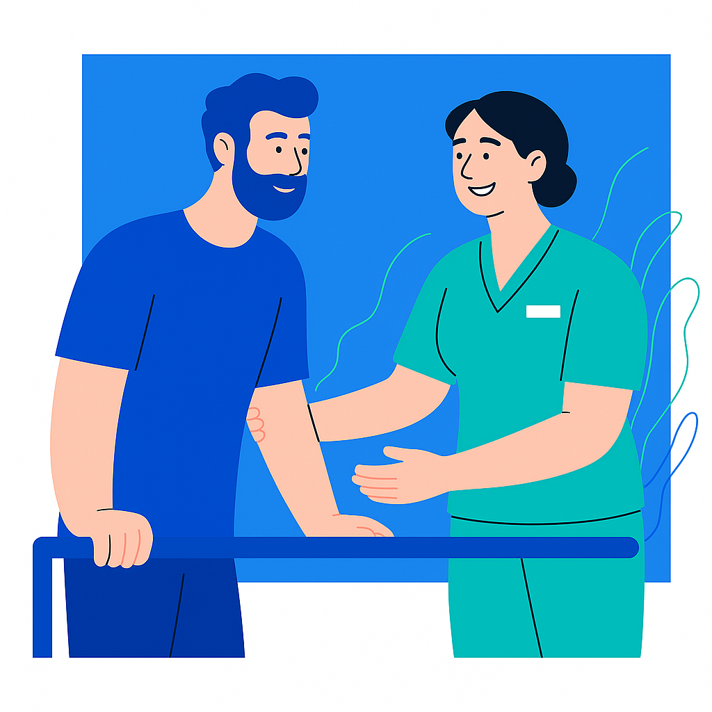 Fisioterapeuta atendendo paciente